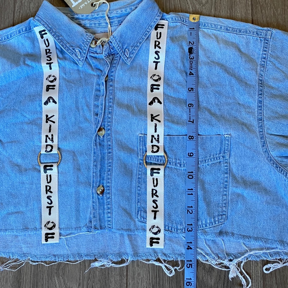 Furst Of A Kind Vintage Cut Off Button Down Top OS - Picture 8 of 12